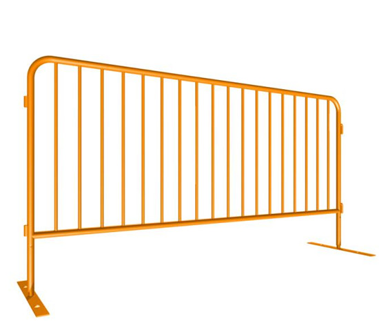 Powder coated crowd control barrier yellow color drawing